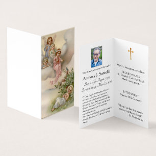Baby Jesus with Angels Catholic Funeral Holy Card