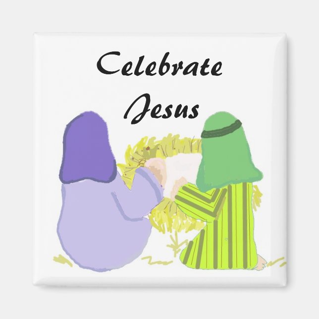 Baby Jesus with Mary and Joseph Magnet (Front)