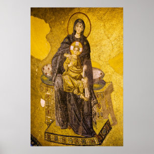 Baby Jesus with Mary Byzantine Mosaic Poster