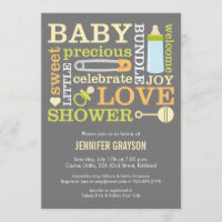 Baby Jumble Baby Shower invitation in Yellow