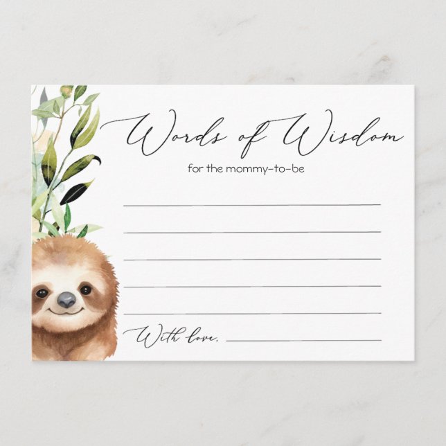 Baby Jungle Animals Advice Card (Front)