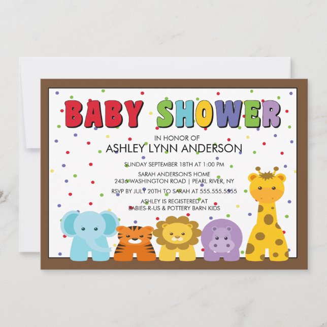 Baby Jungle Animals Baby Shower Invitation (Front)