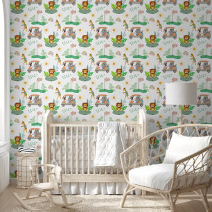 Baby Jungle Animals Boho Colours Golfing  Wallpaper
