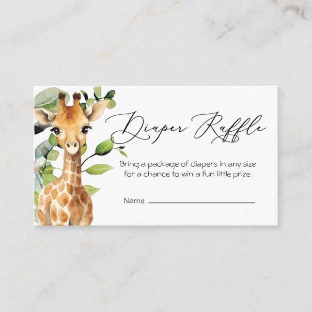Baby Jungle Animals Diaper Raffle Card (Front)