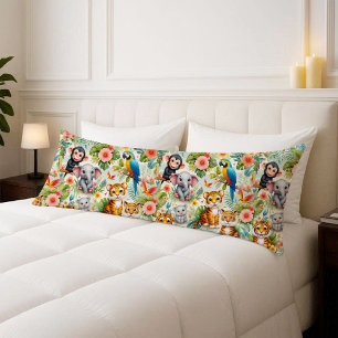 Baby Jungle Animals Tropical Body Pillow Cover