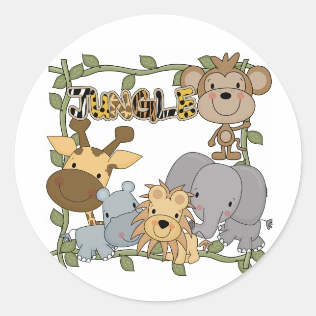 Baby Jungle Animals Tshirts and Gifts Classic Round Sticker (Front)