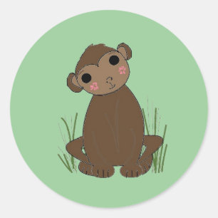 Baby Jungle Monkey Classic Round Sticker