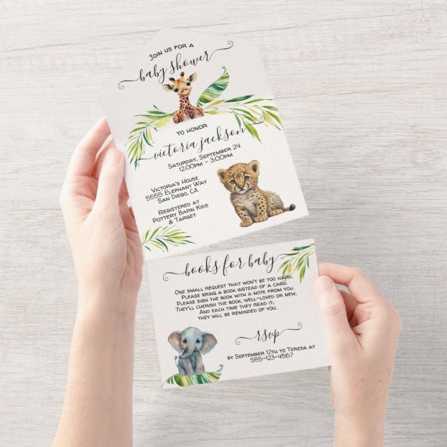 Baby Jungle Safari Baby Shower All In One Invitation (Tearaway)