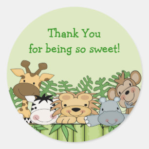 Baby Jungle Safari Thank You Baby Shower Sticker