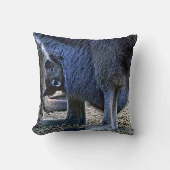 Baby kangaroo in mother's pouch - Australia Cushion (Front)