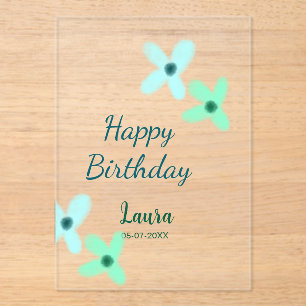 Baby kids 1st birthday add name blue green pastel  acrylic invitations