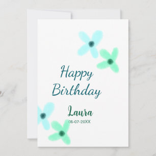 Baby kids 1st birthday add name blue green pastel  invitation