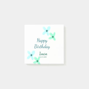 Baby kids 1st birthday add name blue green pastel post-it notes