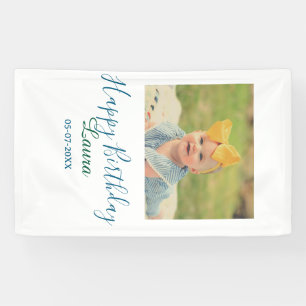 Baby kids 1st birthday add name date add photo banner