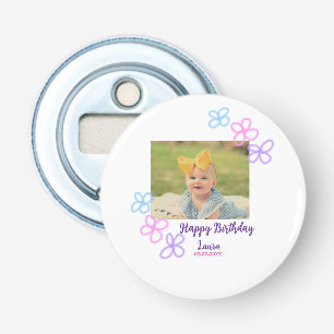 Baby kids 1st birthday add name date add photo bottle opener
