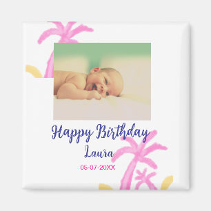 Baby kids 1st birthday add name date add photo magnet