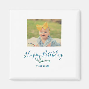 Baby kids 1st birthday add name date add photo magnet