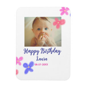Baby kids 1st birthday add name date add photo magnet