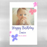 Baby kids 1st birthday add name date add photo magnetic dry erase sheet<br><div class="desc">editable design</div>