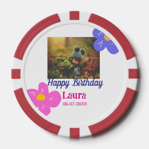 Baby kids 1st birthday add name date add photo poker chips