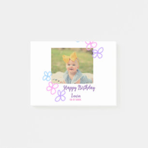 Baby kids 1st birthday add name date add photo post-it notes