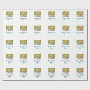 Baby kids 1st birthday add name date add photo wrapping paper