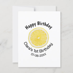 Baby kids 1st birthday lemon slice add name date m postcard