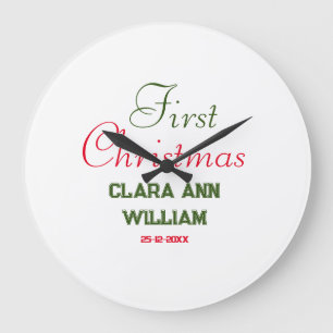 BABY KIDS FIRST CHRISTMAS HOLIDAY ADD NAME TEXT YE LARGE CLOCK