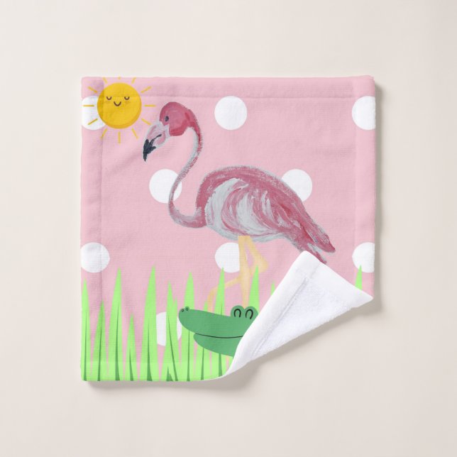 Baby Kids Flamingo Alligator Bath Towel Set (Wash Cloth)