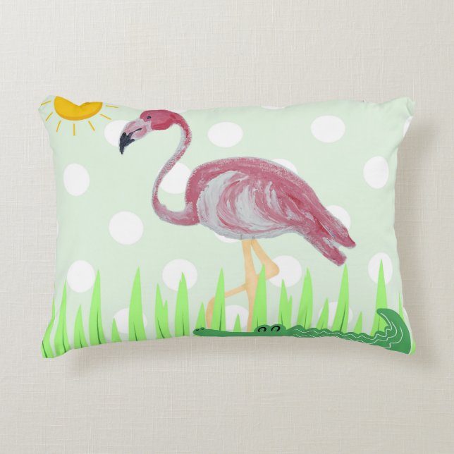 Baby Kids Flamingo Alligator Lumbar Decorative Cushion (Front)
