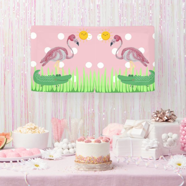 Baby Kids Flamingo Alligator Party Banner (Party)