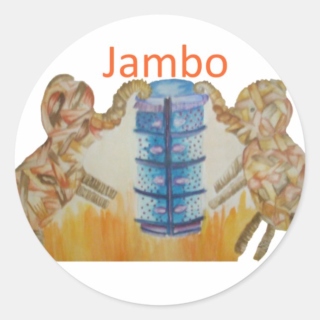 Baby Kids Jambo Jumbo  Elephants Design Classic Round Sticker (Front)