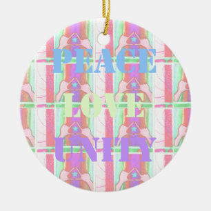 Baby Kids  Peace Love Unity Hakuna Matata design.p Ceramic Tree Decoration