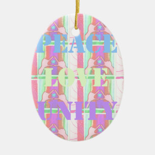 Baby Kids  Peace Love Unity Hakuna Matata design.p Ceramic Tree Decoration