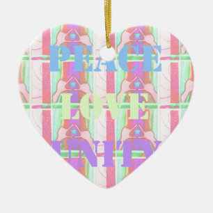 Baby Kids Peace Love Unity Hakuna Matata design.p Ceramic Tree Decoration