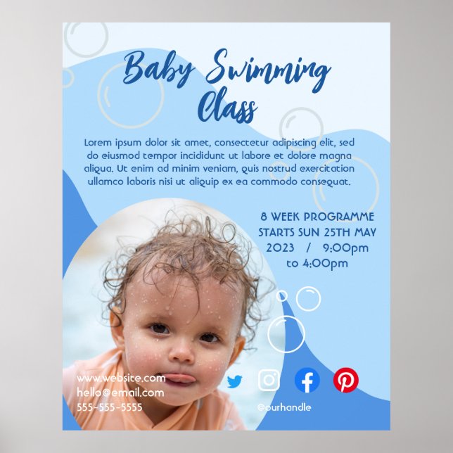 baby kids swimming lessons class leisure teacher   poster (Front)