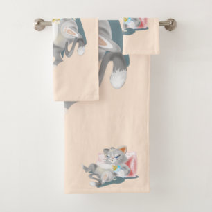 Baby Kitten Bath Towel Set Custom Colours