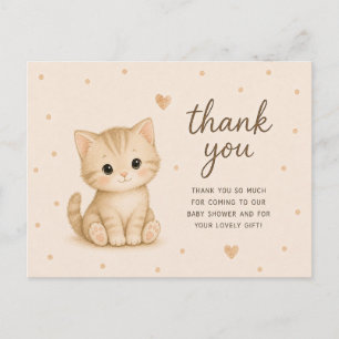 Baby Kitten Cat Baby Shower Thank You Postcard