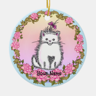 Baby Kitten Cat  Ceramic Tree Decoration
