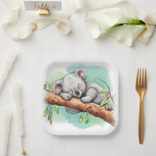 Baby Koala Baby Shower Paper Plate