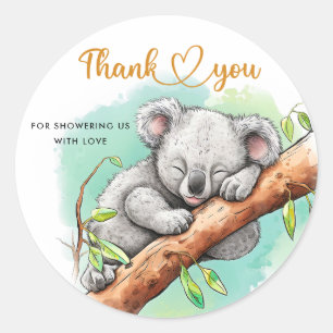 Baby Koala Baby Shower Thank You  Classic Round Sticker