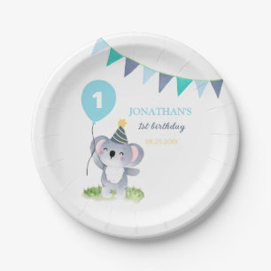 Baby Koala Balloon Party Flag Birthday Paper Plate