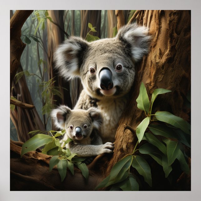 Baby Koala Bear and Mum Poster (Front)