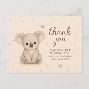 Baby Koala Bear Baby Shower Thank You Postcard