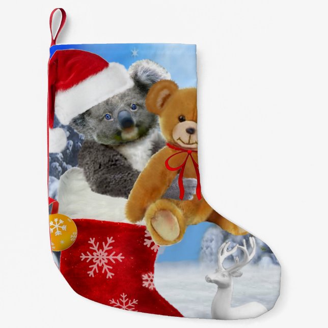 BABY KOALA CHRISTMAS WITH TEDDY SMALL CHRISTMAS STOCKING (Front)