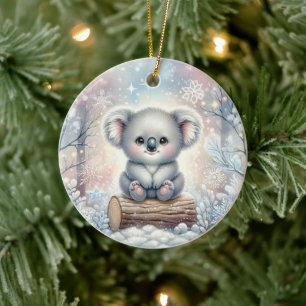Baby Koala in Winter Glow Ceramic Tree Decoration