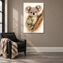 Baby Koala Joey Holding Twig