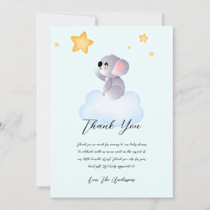 Baby Koala Reaching For Star Baby Shower  Thank You Card