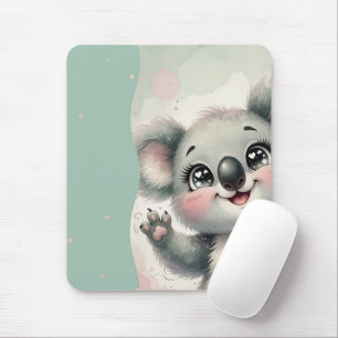 Baby Koala Waving – Teal & Cream Split Mouse Mat