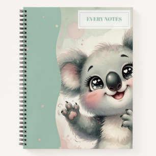 Baby Koala Waving – Teal & Cream Split Notebook